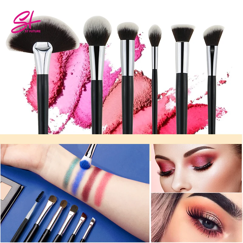 ST FUTURE Custom Logo Professional 16pcs Travel Ladies Makeup Brush Plastic Handle Synthetic Nylon Hair Best Makeup Brush Set
