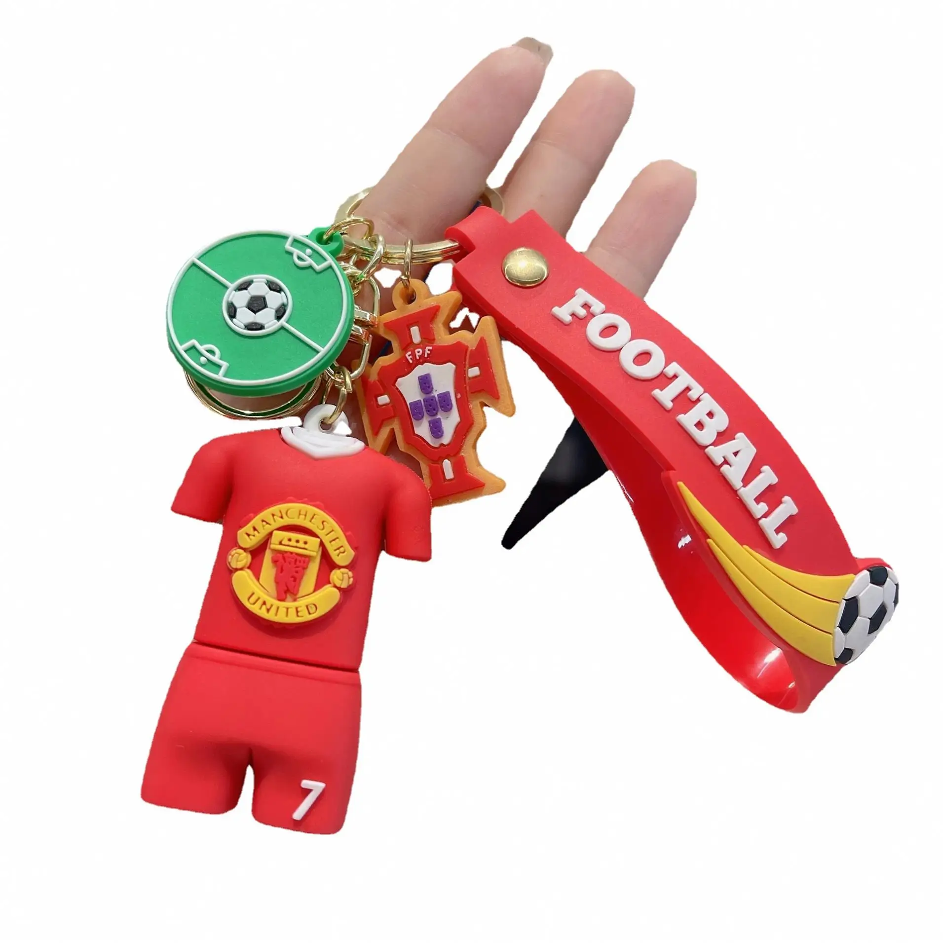 Custom PVC Wholesale soft rubber ball jersey keychain pendant football keychain Games souvenirs