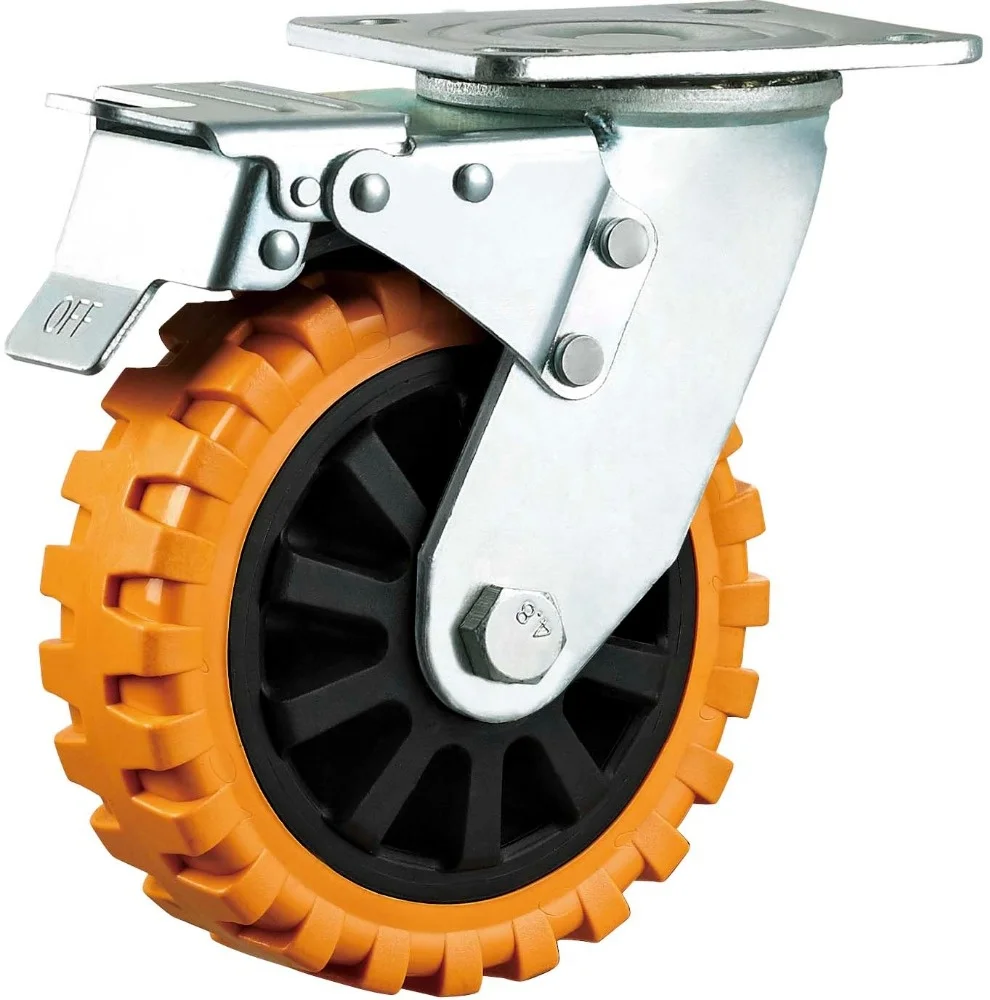 Heavy duty wheel 6 inch Workbench castor wheel 150mm PU caster with PP core orange swivel tool cabinet casters 880lbs