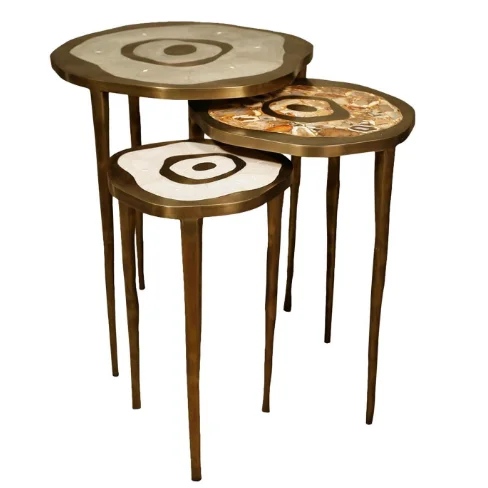 Indian Handcrafted Round Side Table Modern Style Living Room Furniture Luxury Side Table Supplier by India