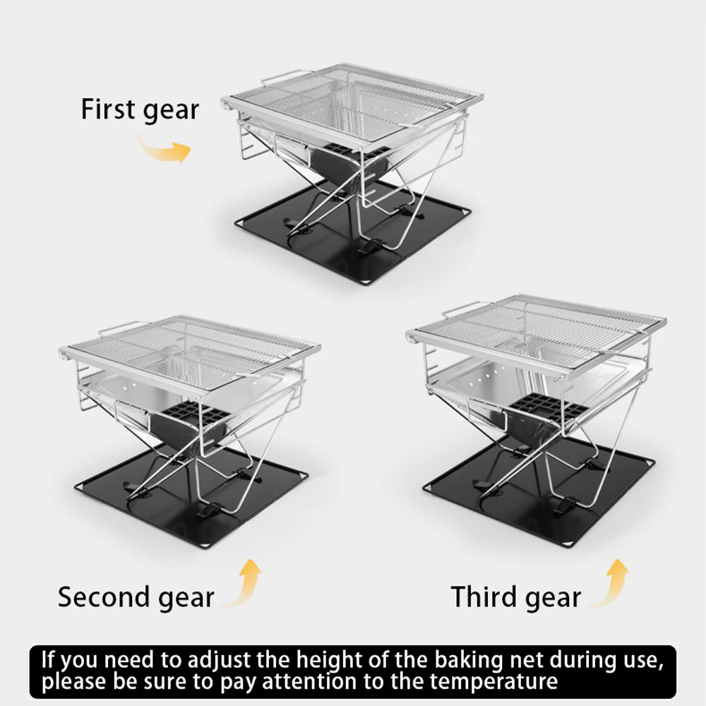 DYSC Outdoor BBQ Stainless Steel Wood Stove Folding Mini Camping Grill Charcoal Stove BBQ Grill