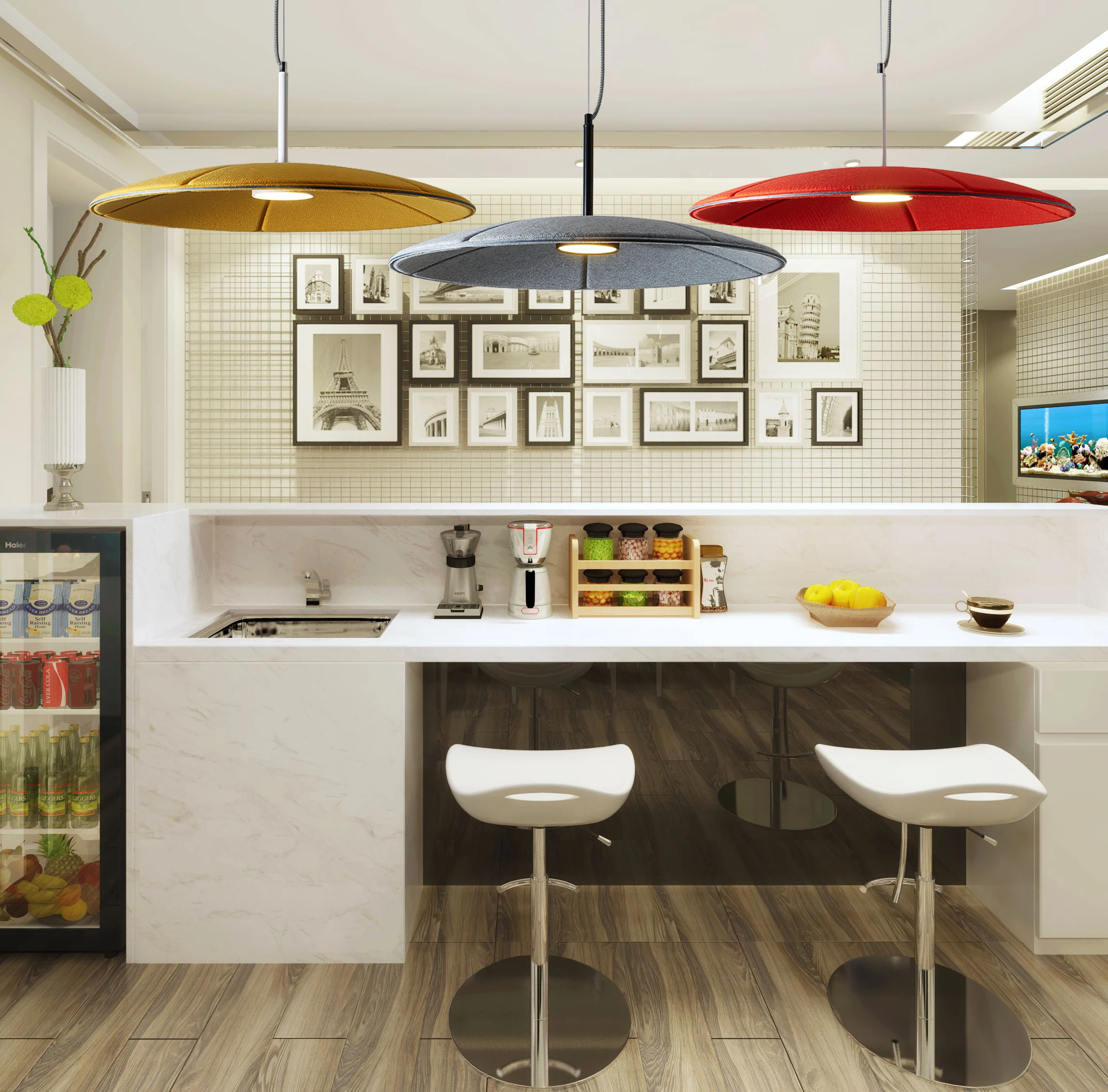 Hot Sales PET Felt Pendant Light Acoustic Chandelier Lighting Felt Sound Absorbing Ceiling Lamp