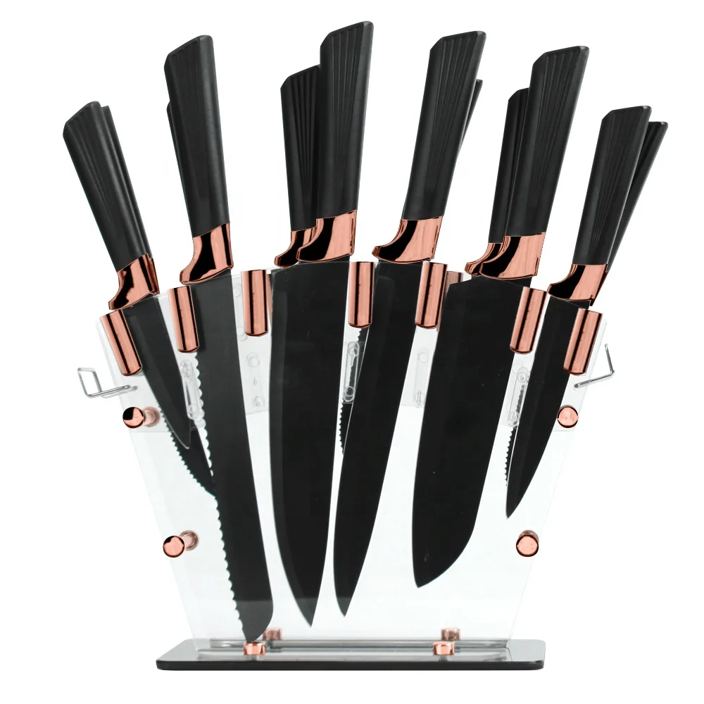 Professional non-stick coated 3Cr13  stainless steel pp tpr soft handle kitchen knives chef knife kitchen knife set for kitchen