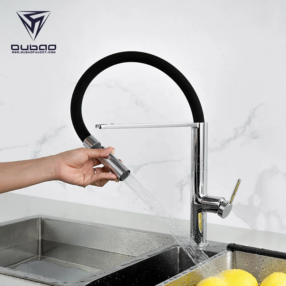 Universal Deck Mounted Pull Out Down Sprayer Faucets Brush Single Lever Silicone Kitchen Taps Faucets