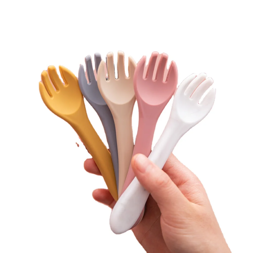 Food Grade BPA Free Baby Feeding Dinnerware Set Silicone Newborn Baby Spoon for Infant Newborn Toddler