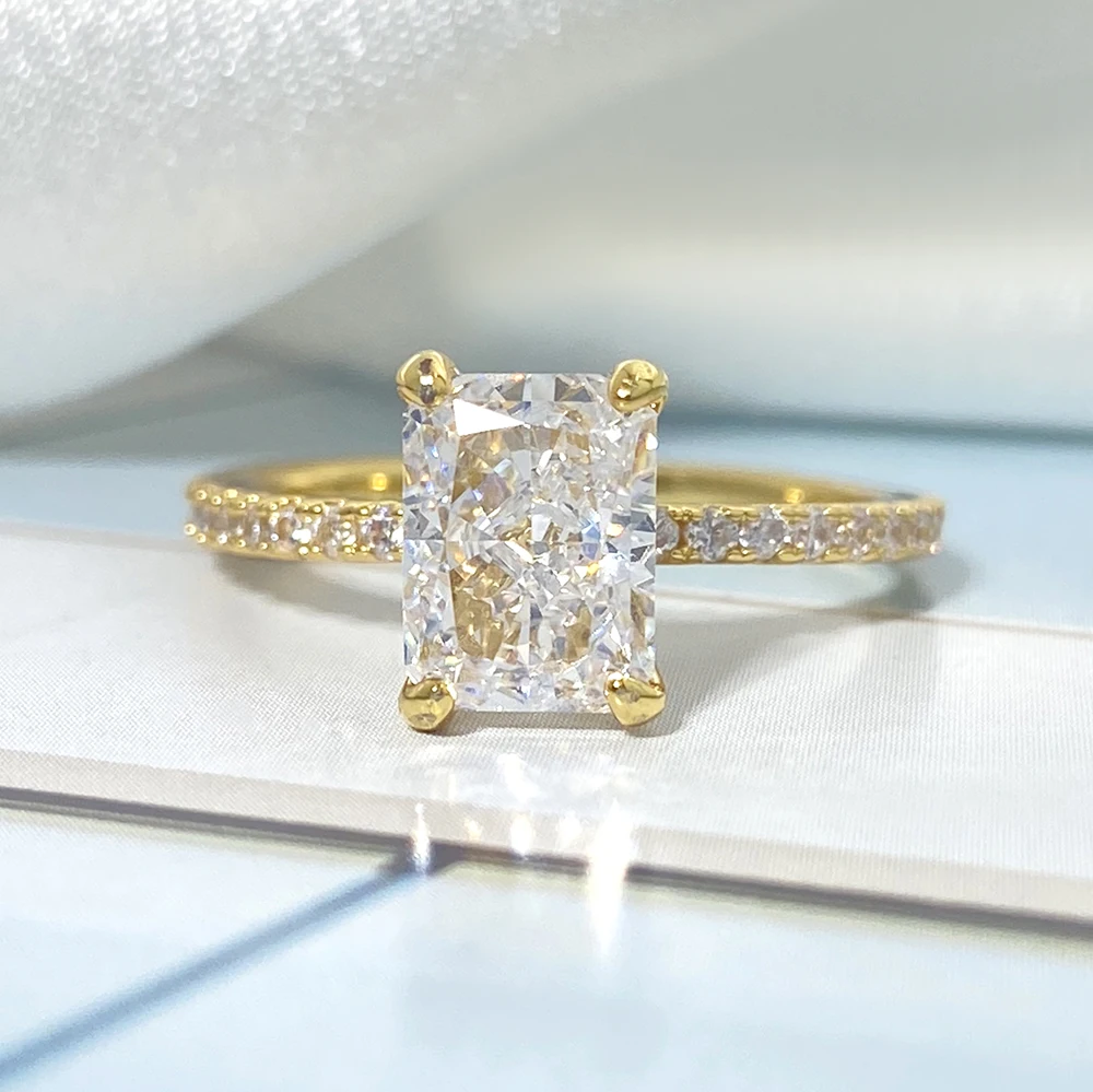 FOXI  Local stock in US 925 silver jewelry fine rings 8A Cubic Zirconia Crushed Ice 925 sterling silver ring for women