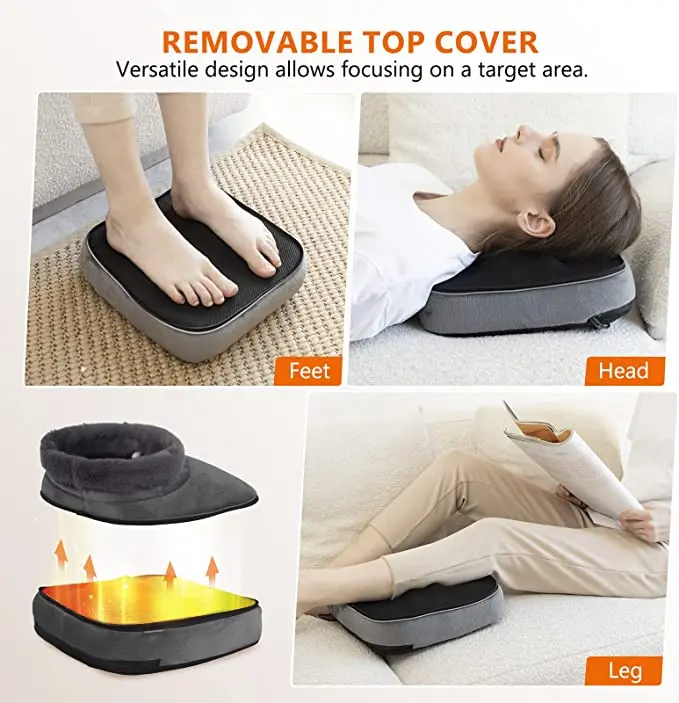 Comfortable Soft Synthetic Wool Electric Kneading Shiatsu Acupuncture Heating Therapy Foot Massager for Muscle Relief