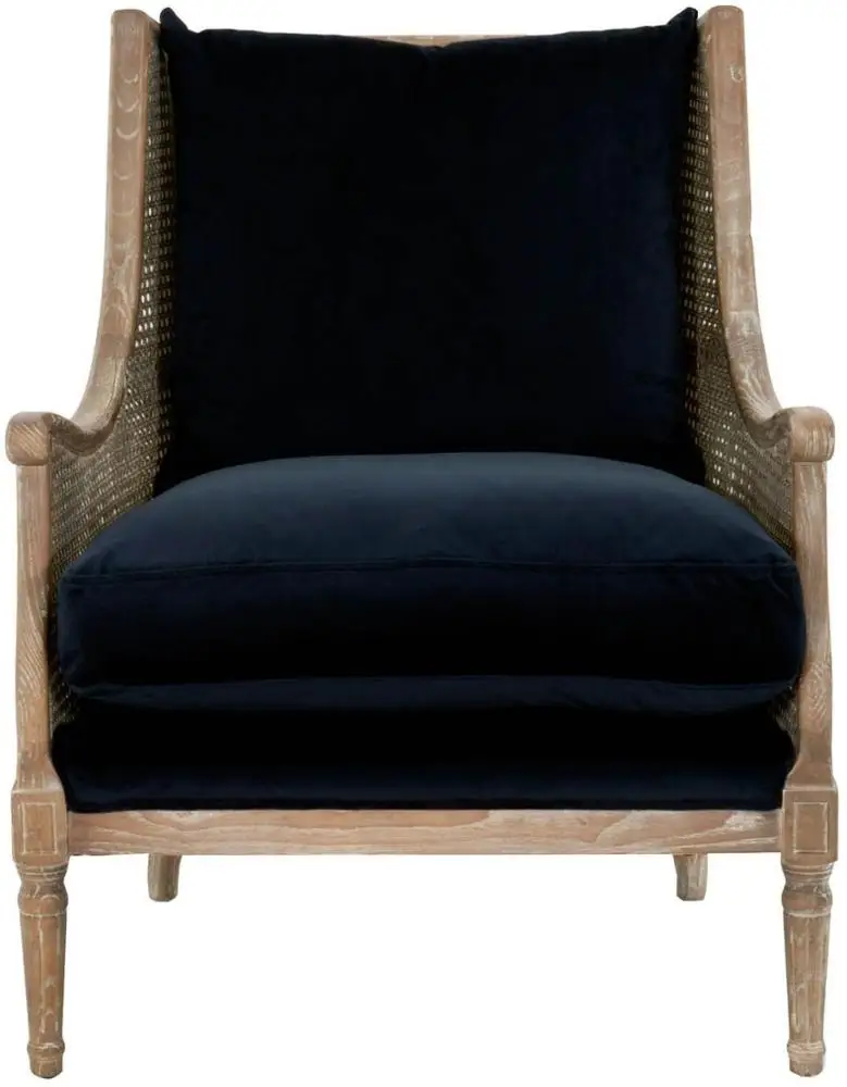 Бархатный стул MRS WOODS для французского загородного клуба, льняная ткань, античный дизайн, на руку, ротанговый акцент, для одноместного дивана, для гостиной
