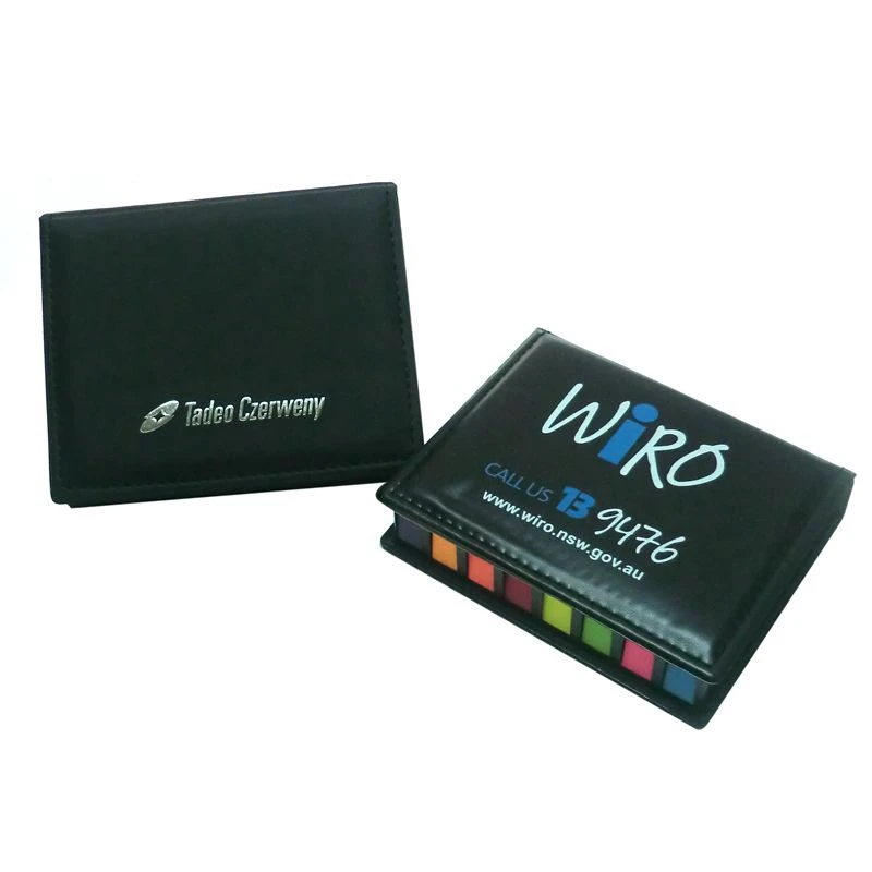 
PU leather box sticky notes memo set calendar with sticky note pad 
