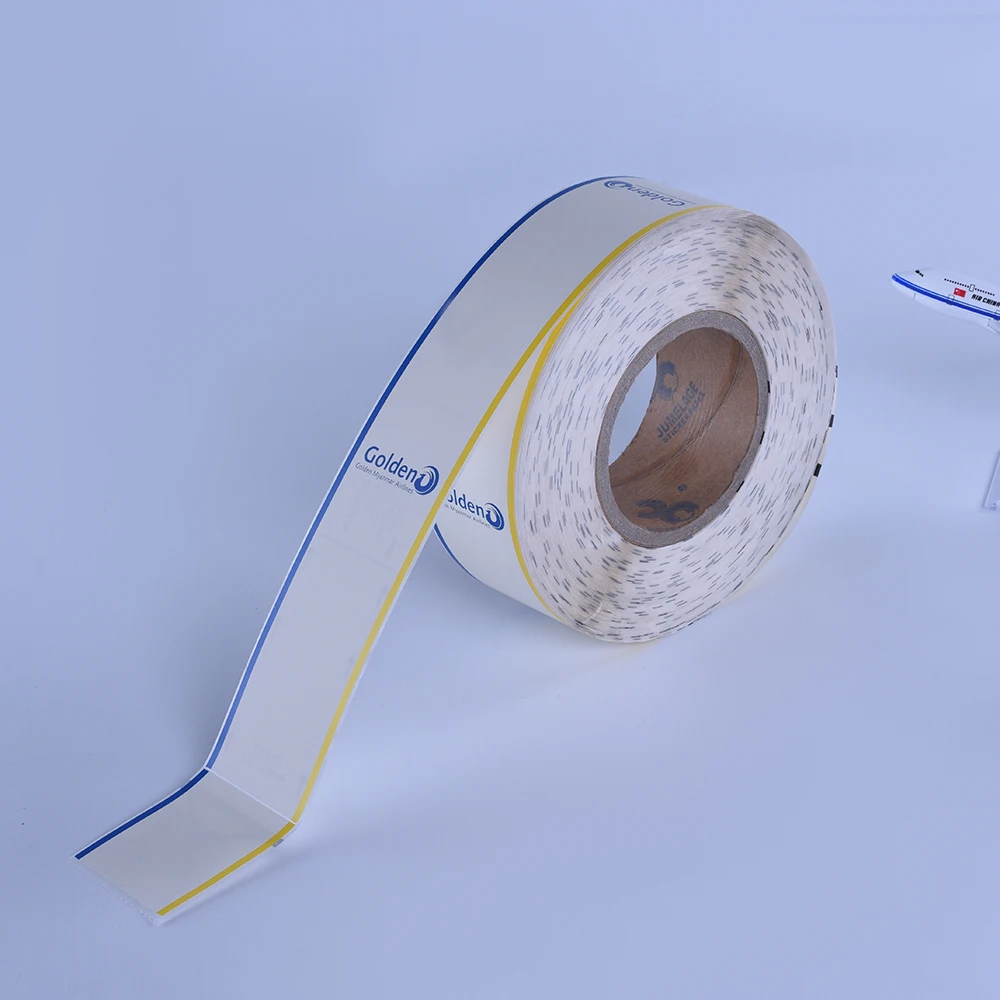 OLANTAI Factory Supply Recyclable Synthetic Thermal Paper Adhesive Rolls Printed Waterproof Baggage Hangtags Airlines