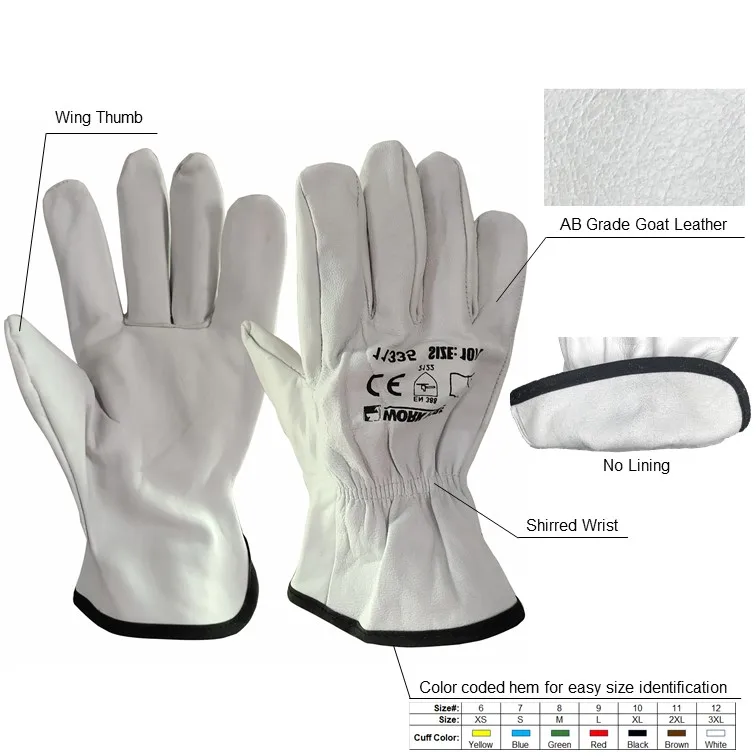 Goatskin Leather Driver Gloves Mens Leather Work Gloves