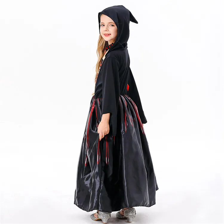 Supplier Wholesale Kids Halloween Costume Skeleton Girl Cosplay Wicked Witch Fancy Dress