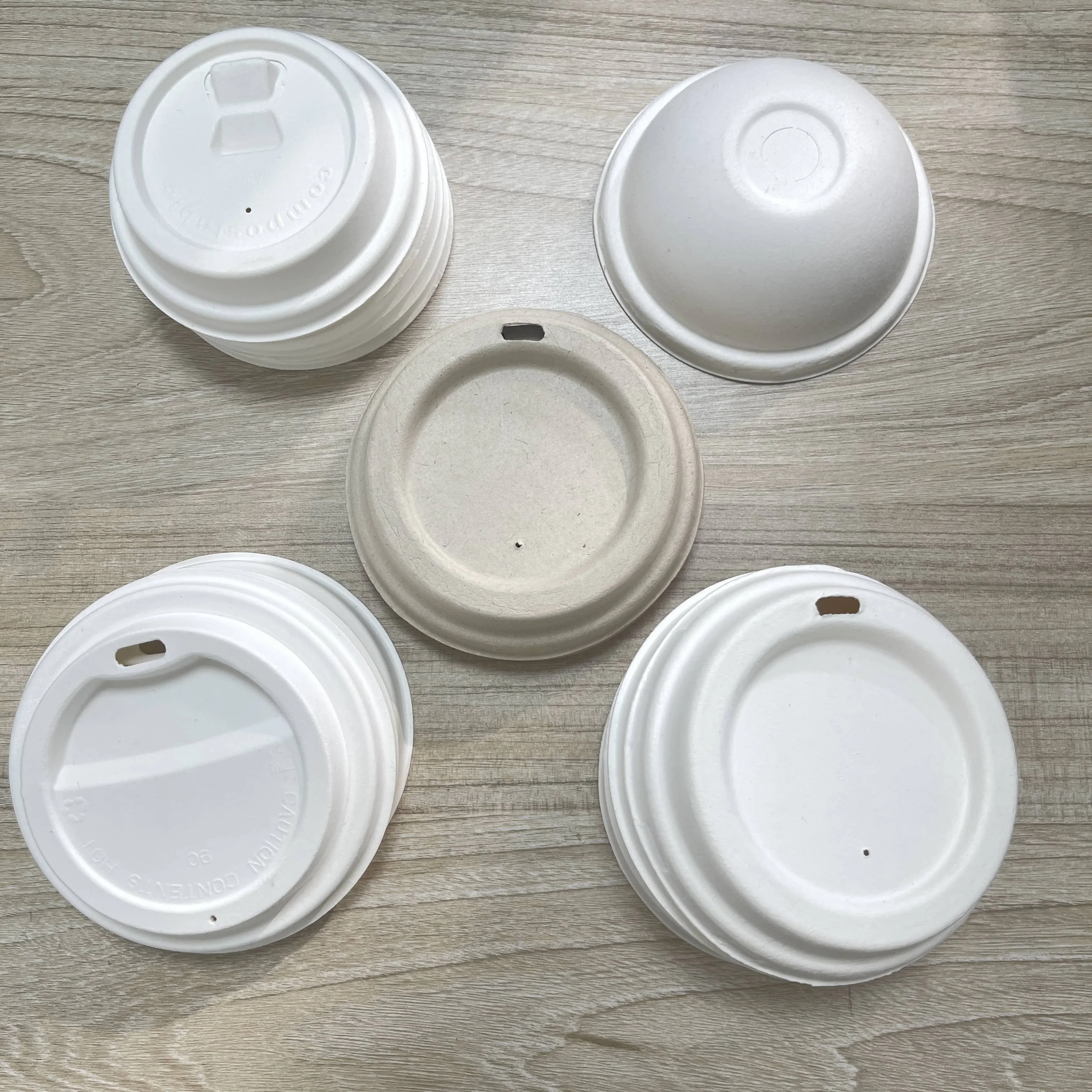 Disposable Bagasse Coffee Cup with Lid Eco-Friendly Dinnerware & Tableware