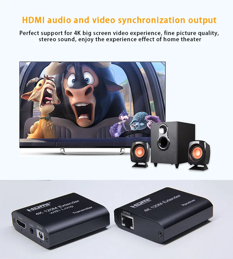 30% Off Hd Lan Rj45 4K 120M Single Cable Hdmi Extender Via Cat5E/6 Laptop Screen Hdmi Extender with Loop And Audio