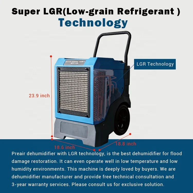 Top Sale LGR Technology 175 Pints Home Crawl Space Flood Restoration Water Dehumidifier