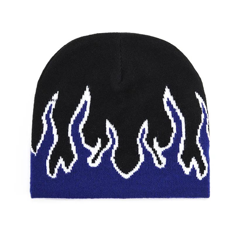 RTS Autumn New Design Knitted Hat Fashion Hip Hop Beanies Flame Pullover Hat Unisex Outdoor Cycling Warm Winter Hats