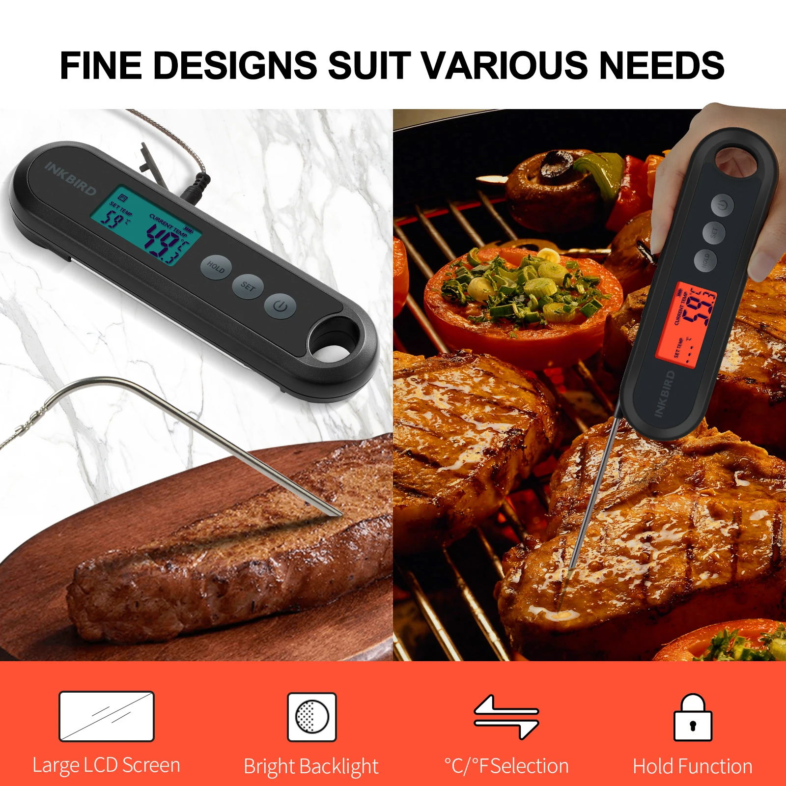 Inkbird Digital best Food Thermometer, Supports External Probes, Instant Read waterproof Meat Thermometer For Grilling