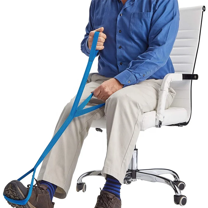 Rigid Leg Lifter Strap 41 Inch Foot Loop with Hand Grip, Long Band Mobility Aid & Leg Lift Assist