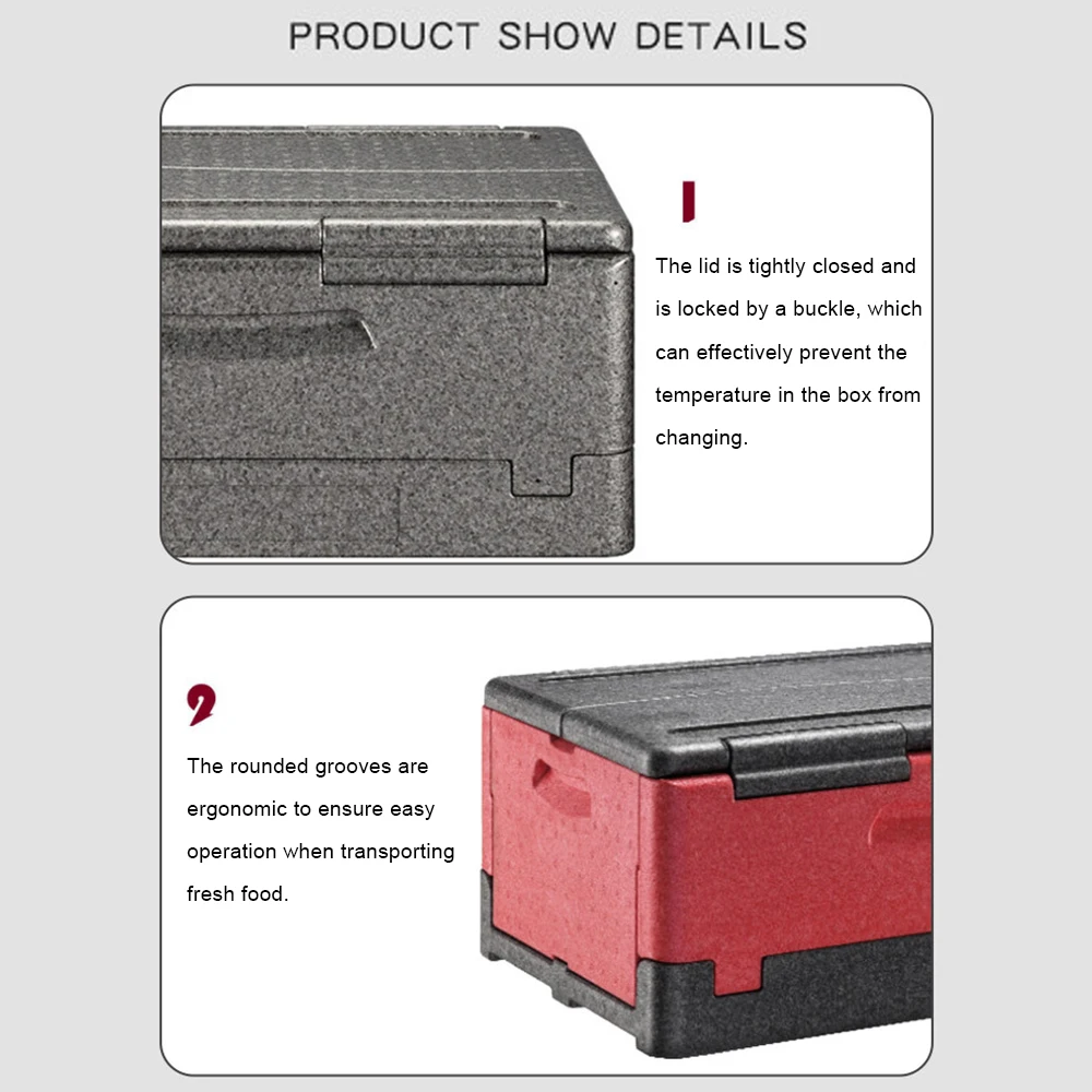 Foldable Black EPP Flip Container Expanded Polypropylene Foam Insulation Cooler Box For Cold Chain Transportation