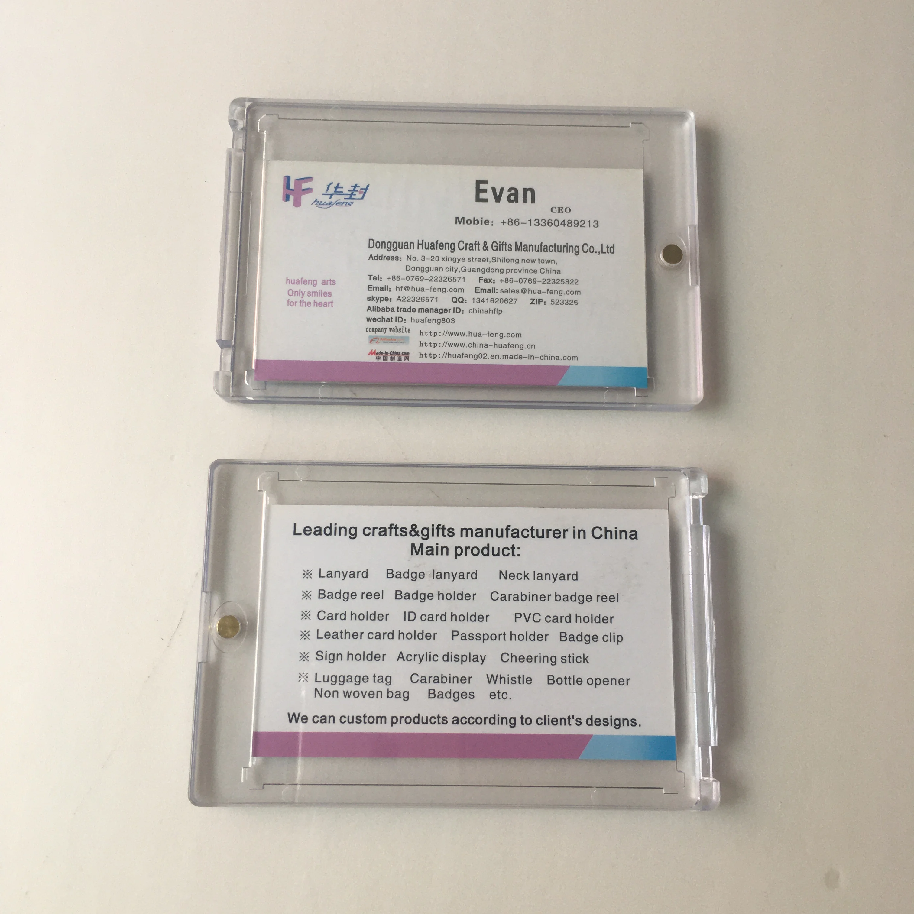 High Quality One Touch Acrylic 35Pt Uv Magnetic Clear Credit Card Case Tranaparent Id Name Card Holder