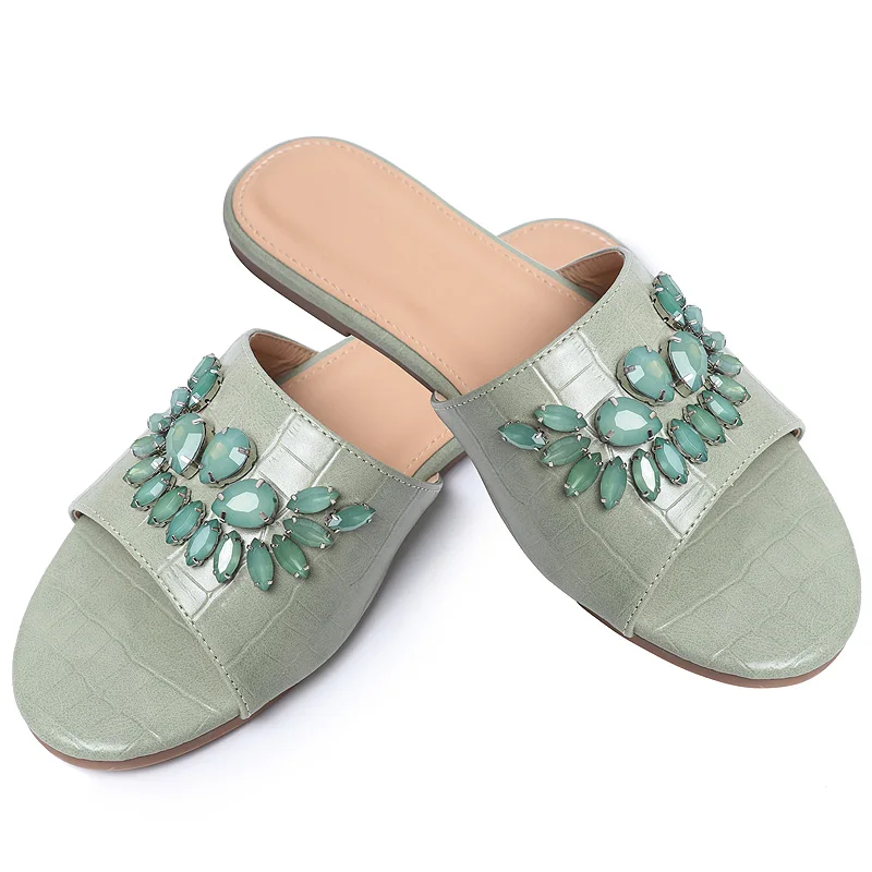 Factory Customized Crystal Diamond Designer Fashion Women Shoes Crocodile Fashion Party Slippers