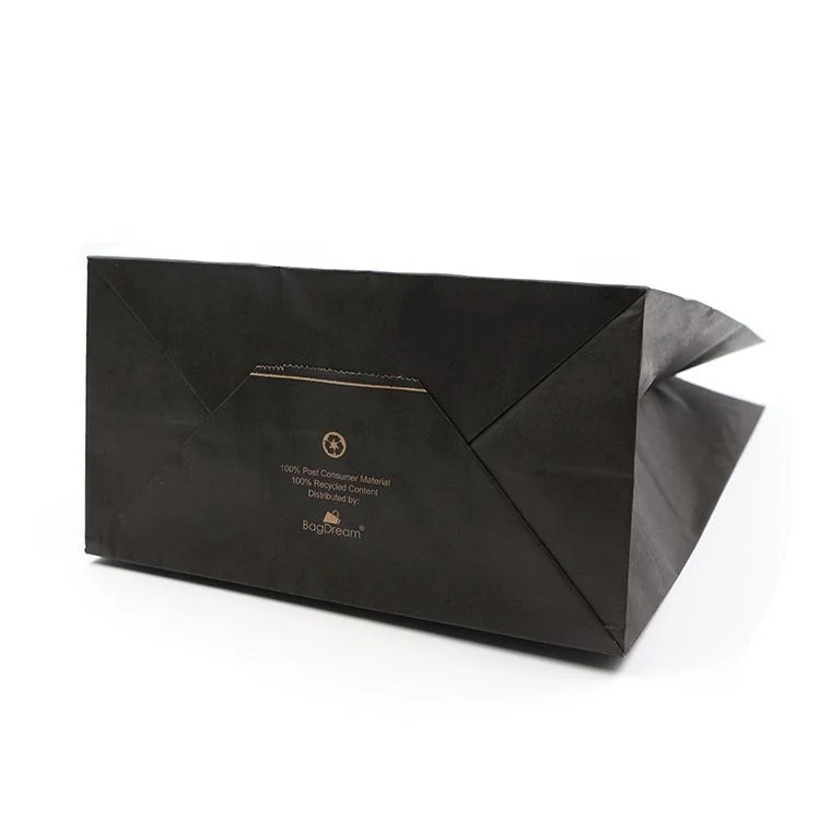luxury boutique retail shopping gift packaging custom printed black small paperbag with your own logo