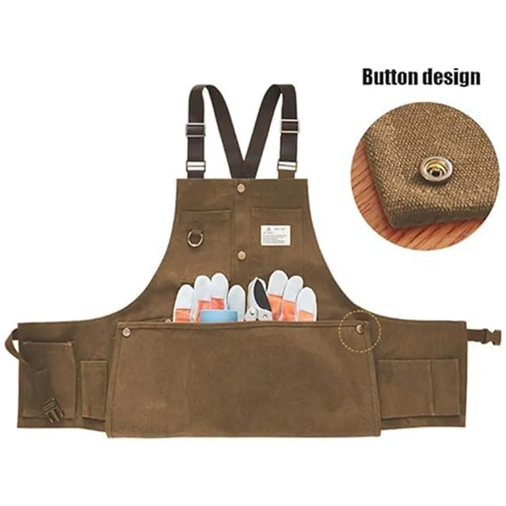 Handmade Craftsman Double Shoulder Washable Canvas Apron Luxury Coffee Restaurant Milk Tea Barber Waiter, Male