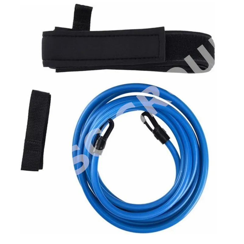 Factory customize swim trainer resistance bands elastic rope swim bungee cords swimming tether resistance rubber tubing belt