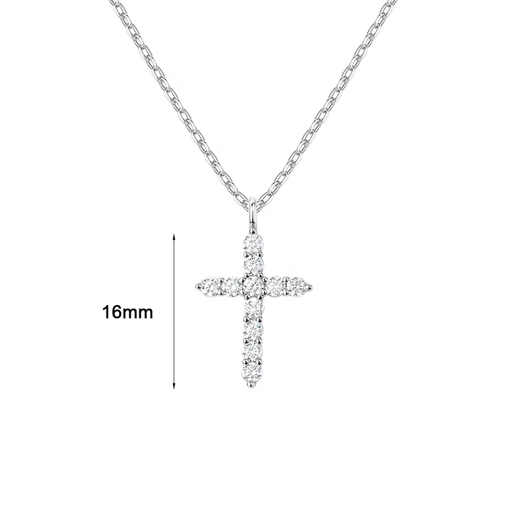 Custom Simple 925 Sterling Silver 5A Cubic Zirconia Jewelry Dainty 18K Gold Plated Chain Cross Pendant Necklaces for Women