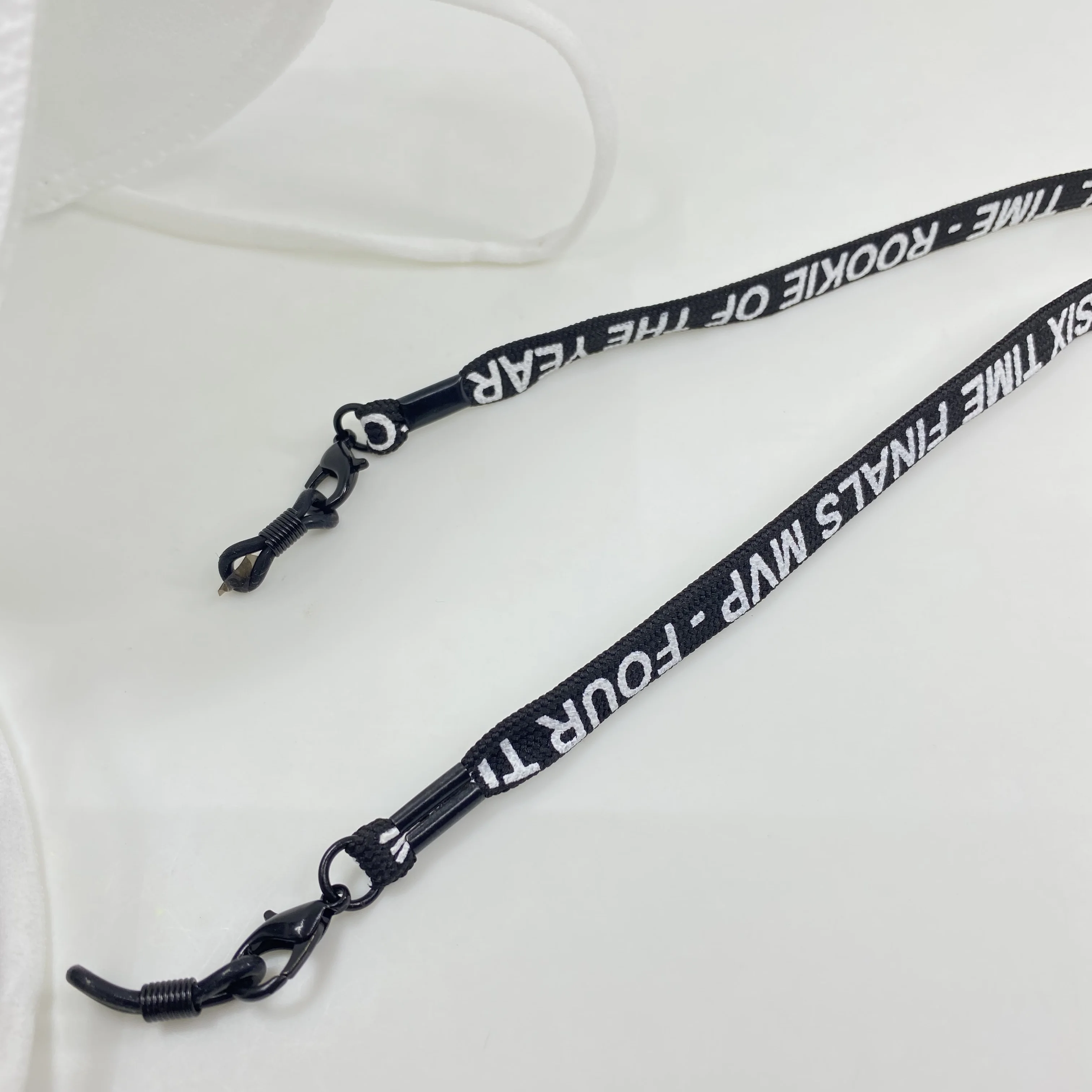 Fashion custom logo printing sunglasses mask cord lanyard neck strap with lobster clasp hook clip rubber loop