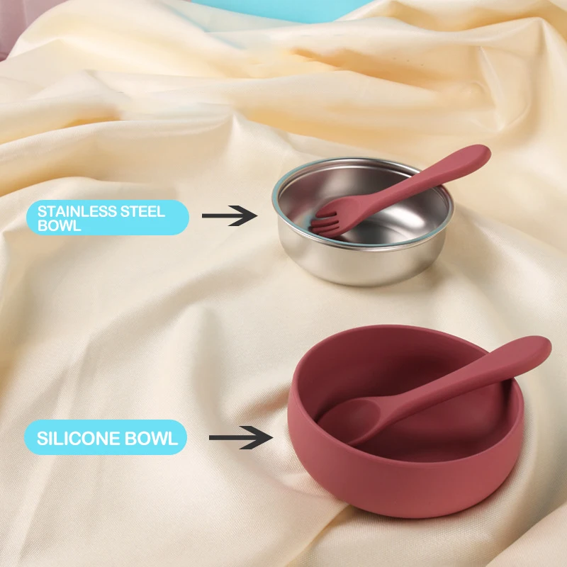 Baby food grade BPA free using Safe Silicone lunch Plate Cute Children Dishes Kids Feeding Bowls Fits with cutlery bowl