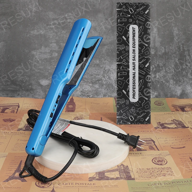 Resuxi 1042 Mirror Wide Straightening Multi One-step Titanium Flat Iron Plated Ultra 1.75 Inch LED Blue 50W Small Nano Flat Iron