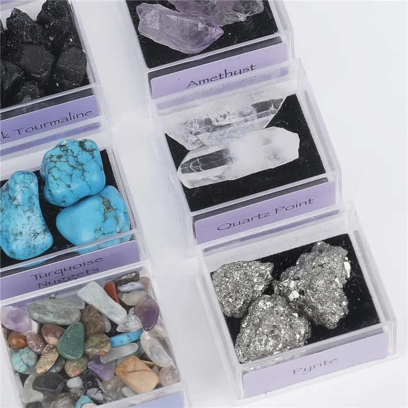12 Optional Museum Natural Crystal Ores Mineral Raw Stones Geological Popularization Teaching Materials Mixed Ores