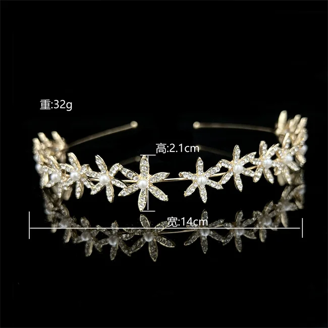 Wholesale Beauty pageant Pearl Tiara Gold rhinestone Crown Wedding Tiara Bride Crown Girl