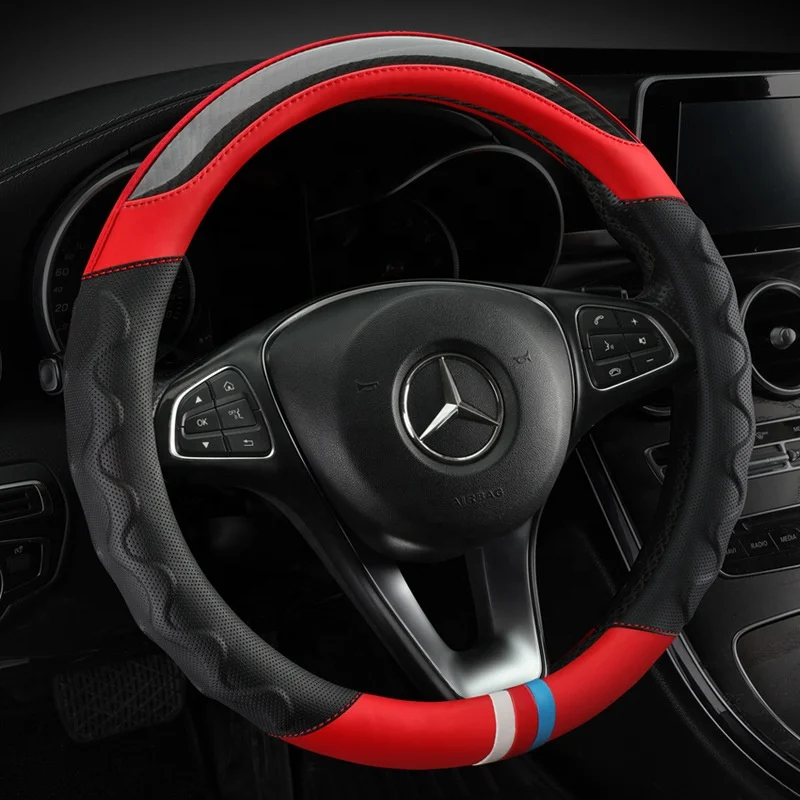 Automobile accessories steering wheel protective cover carbon fiber PU panel sports and fashionable steering wheel cover