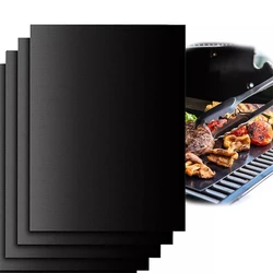 Square Non-stick Lacquer Baking Mat Reusable 40*33cm PTFE Fireproof Barbecue Mesh BBQ Grill Mats