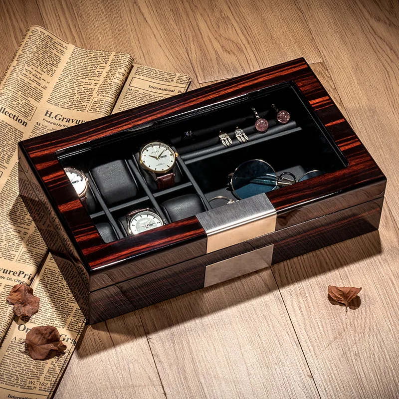 Private customized high-grade jewelry box ebony gift box packaging Watch glasses jewelry wooden boxox