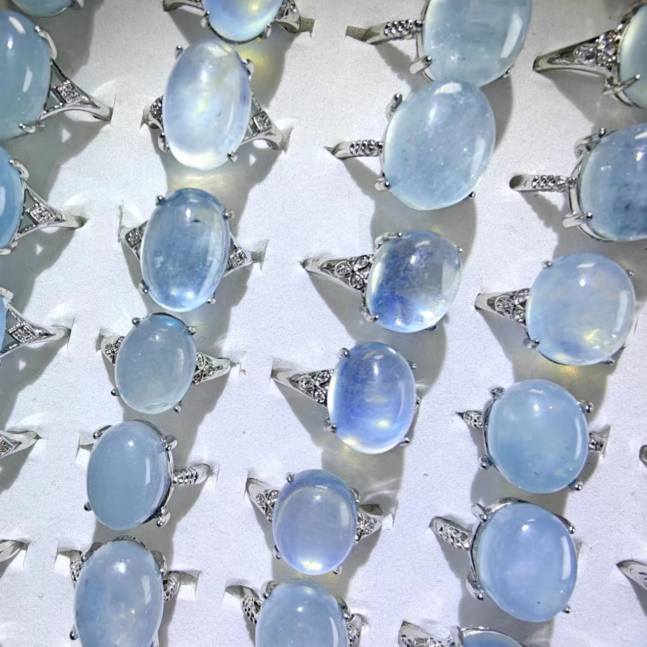 Wholesale Crystal Jewelry Ring Gemstone Rings Aquamarine Rings for Love Gifts