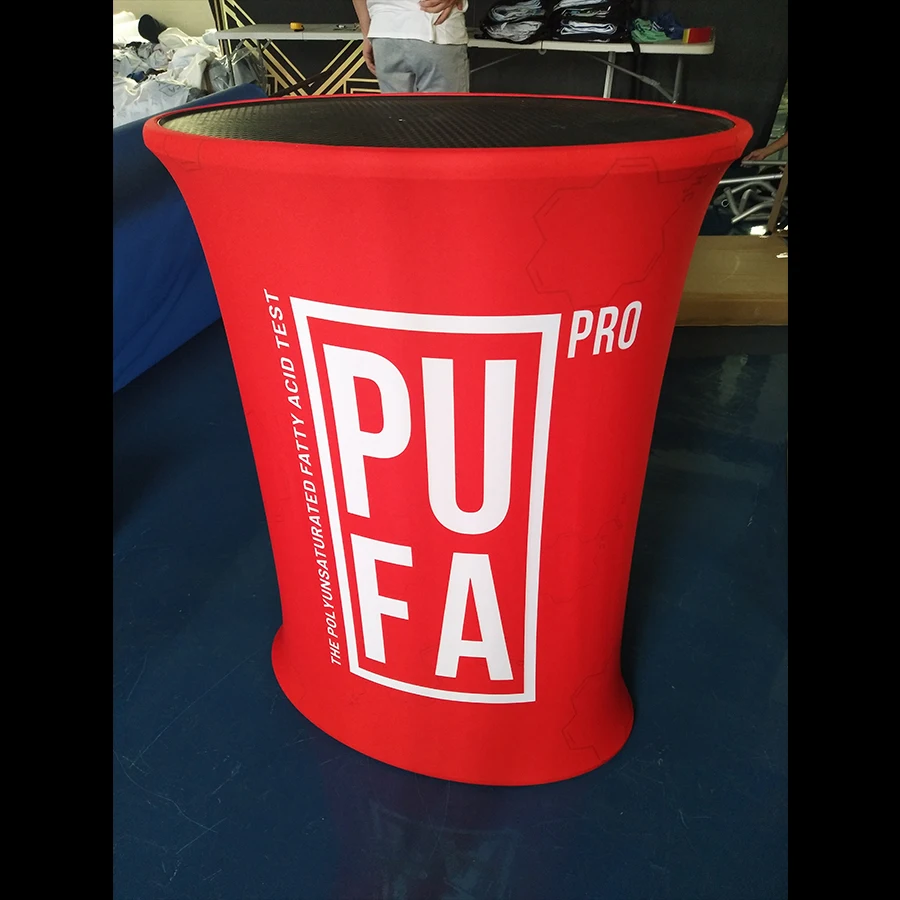 Portable aluminum promotion trade show table tension fabric oval counter table for Promotion and Advertising