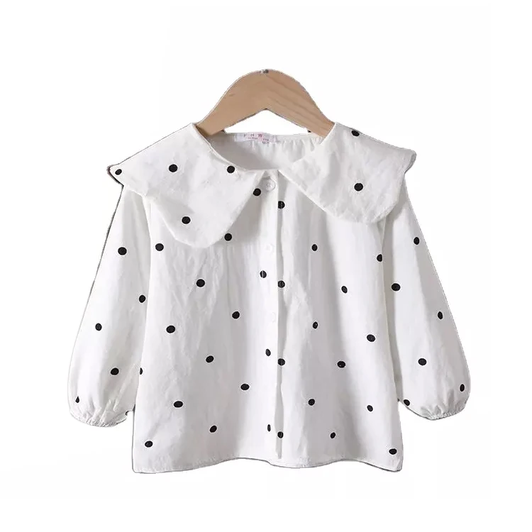 Блузка для девочек на весну и осень рубашки с длинным рукавом детские топы кружевные принцесс новая 2024 одежда малышей