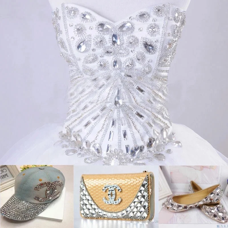 Oleeya 5A Top Quality Crystal Glass Sew On Rhinestones Flatback Over 20 Colors Fat Triangle Sew On Crystals Costume Decoration