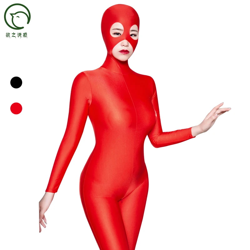 6164 карнавальные костюмы на Хэллоуин, Женский костюм кошки, однотонный комбинезон zentai с длинным рукавом