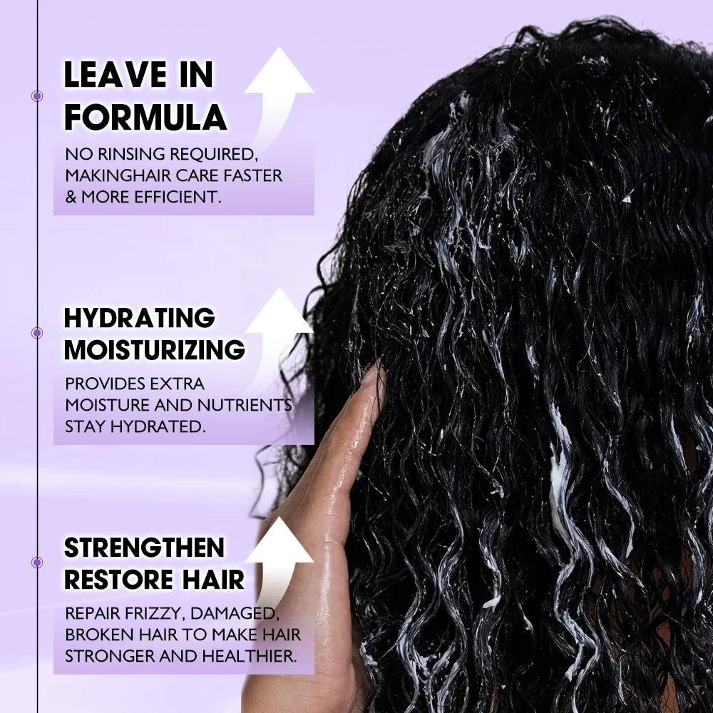 Organic kinky curly knot castor oil moisture strengthen restore leave in conditioner silicone free for african hair