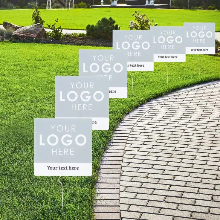 Factory Direct Corrugated Plastic Yard Signs Customized Logo Lawn Signs With H-stakes for Advertising
