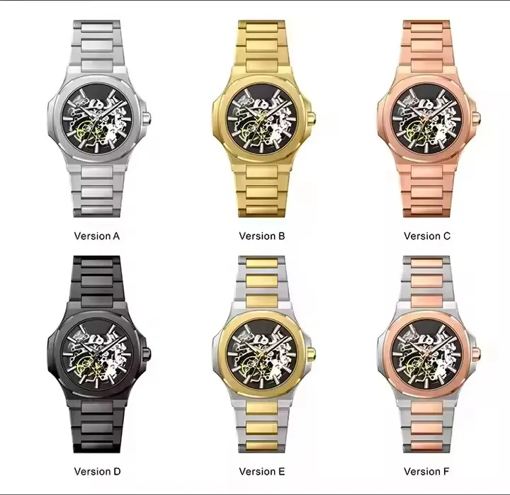 Custom Logo Skeleton Chronograph Movement luxury Mechanical Automatic Watch For Men