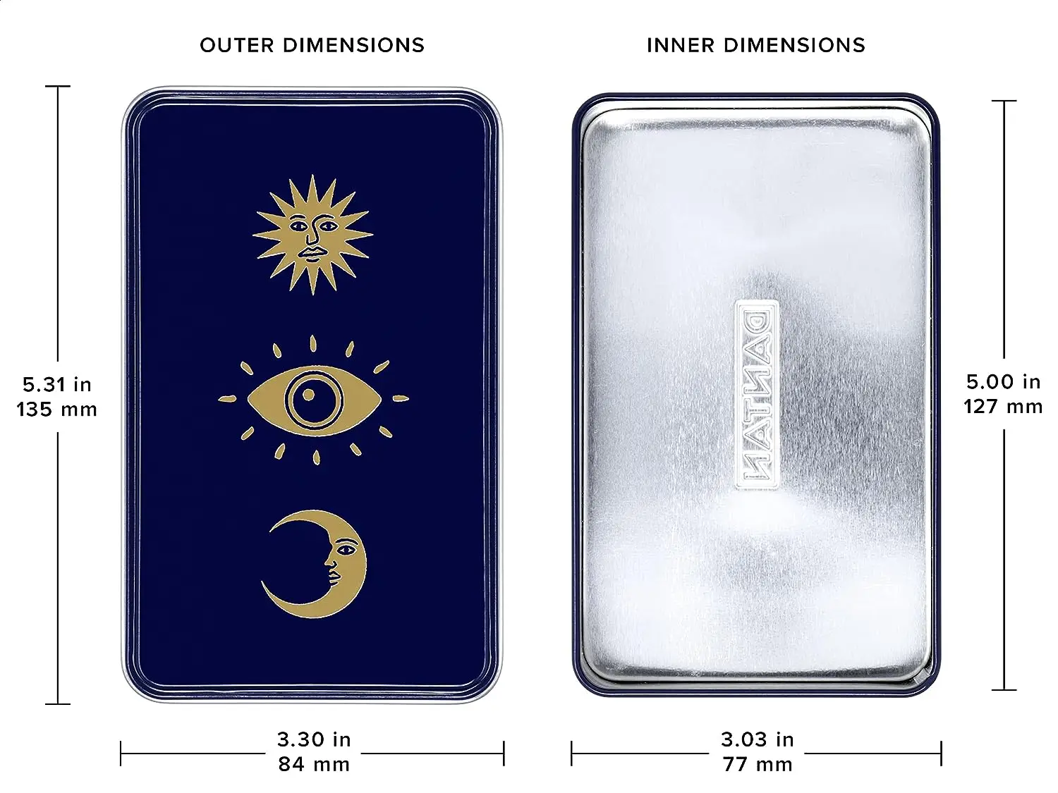 Customised card storage packaging tin case container empty rectangle tarot cards metal luxury tin box