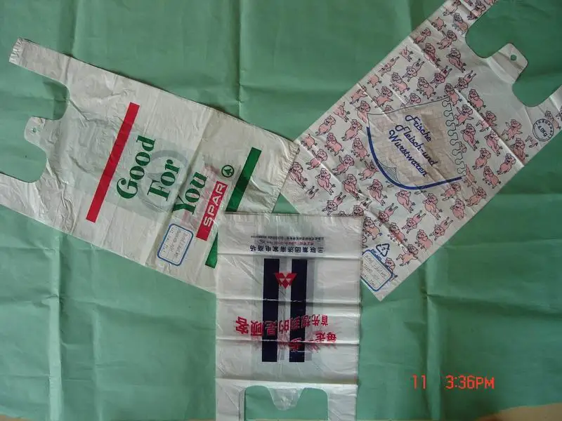 Printed logo T-shirt plastic bags customized color for market and clothes shop