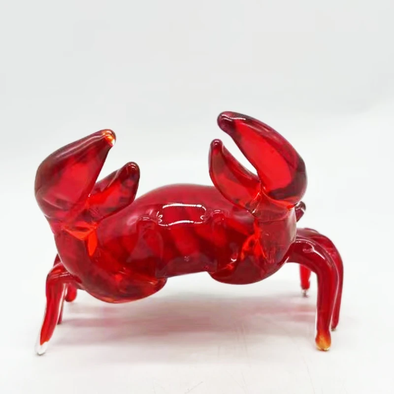 Exquisite Handmade Red Crab Murano Art Glass Handicraft Sculpture for Aquarium Decoration
