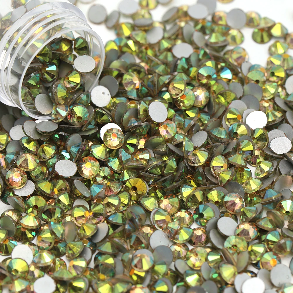 Wholesale SS6 SS8 SS10 SS6 SS20 SS30 Colorful Ghost Light Crystal Strass Non Hotfix Glass Stones Flatback Rhinestones