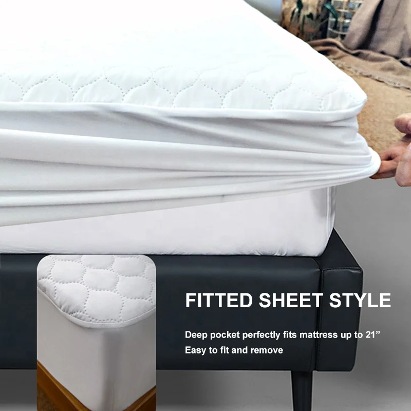 Queen king Size Waterproof Fitted Mattress Pad with Breathable Ultra-Soft Filling, Deep Pocket Mattress protector